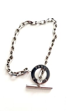 Agnes B.  Sterling Silver Link Bracelet with PARIS Ring Toggle